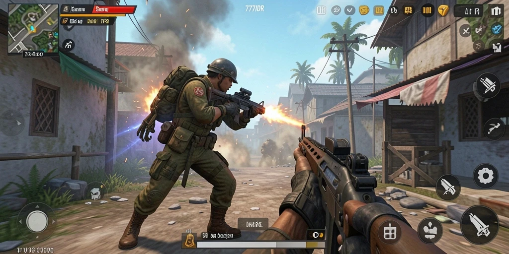 Screenshot gameplay 777IDR menampilkan pertempuran seru dalam TPS.