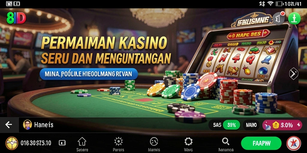 Screenshot gameplay 8ID menampilkan suasana Kasino yang menegangkan.