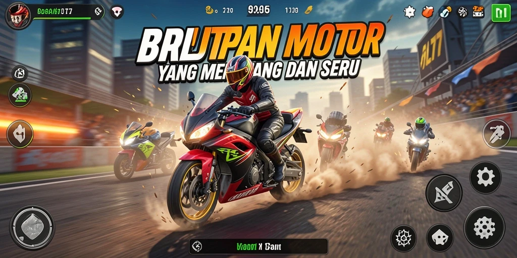 Tampilan gameplay seru BRUTAL77 yang memacu adrenalin di lintasan balap.