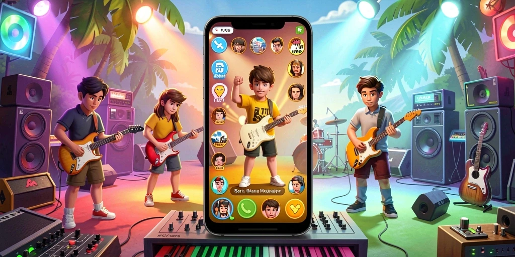 Tampilan gameplay <strong>FA99</strong> yang menarik saat bermain musik.