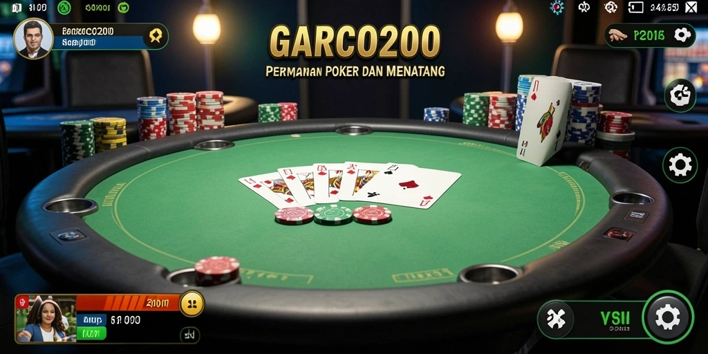 Tampilan gameplay seru dari GARCO200 yang menantang para pemain poker.