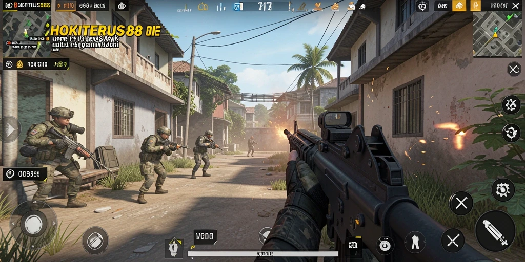 Screenshot gameplay HOKITERUS88 menampilkan aksi tembak menembak yang mendebarkan.