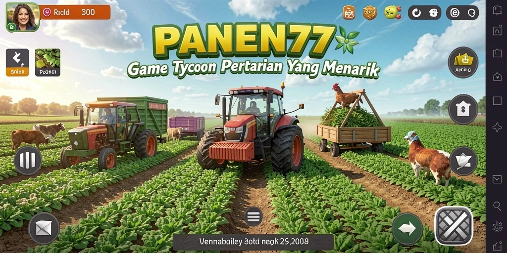 Tampilan gameplay PANEN77 dengan suasana pertanian yang ceria.