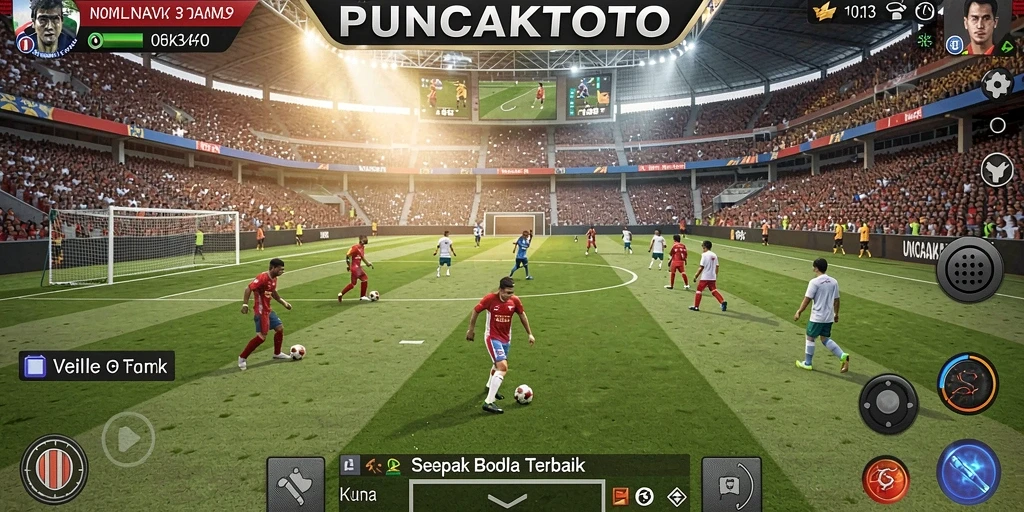 Tampilan gameplay seru dari PUNCAKTOTO yang menghadirkan aksi sepak bola nyata.