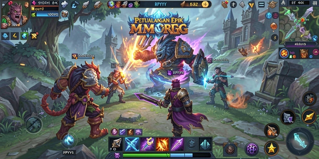 Screenshot menampilkan aksi pertempuran seru dalam RPYYY.
