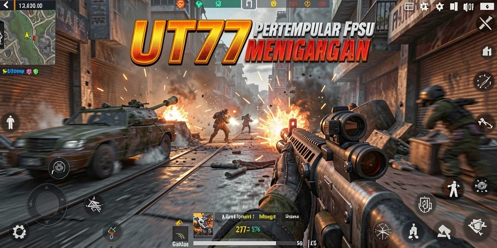 Screenshot UT77 memperlihatkan aksi tembak-menembak yang mendebarkan.